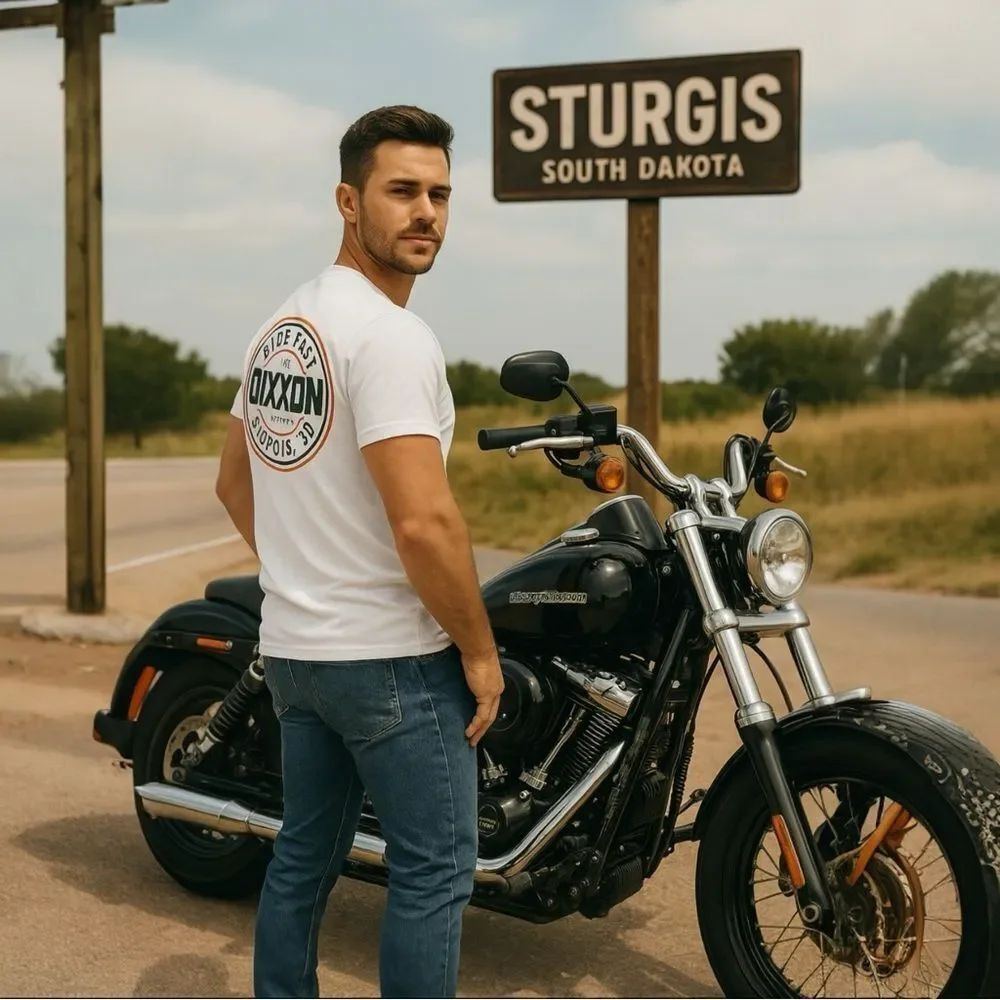 DIXXON Men’s Sturgis Ride Fast Corpo White Short Sleeve Tee Shirt T-Shirt XL